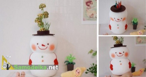 Снеговик из носка и бутылки Снеговик из носка и бутылки