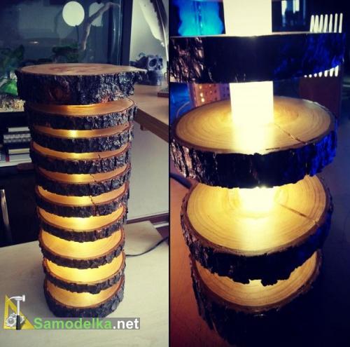 Светильник из спилов дерева